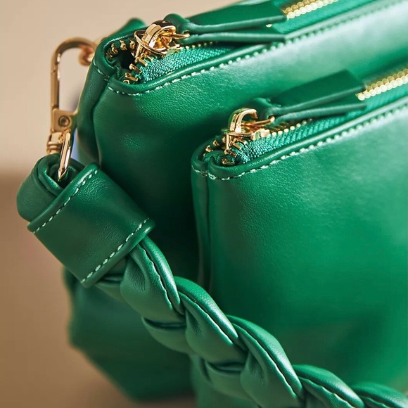 Anthropologie Faux Leather Convertible Crossbody Bag  Emerald Green NWT - Picture 5 of 13